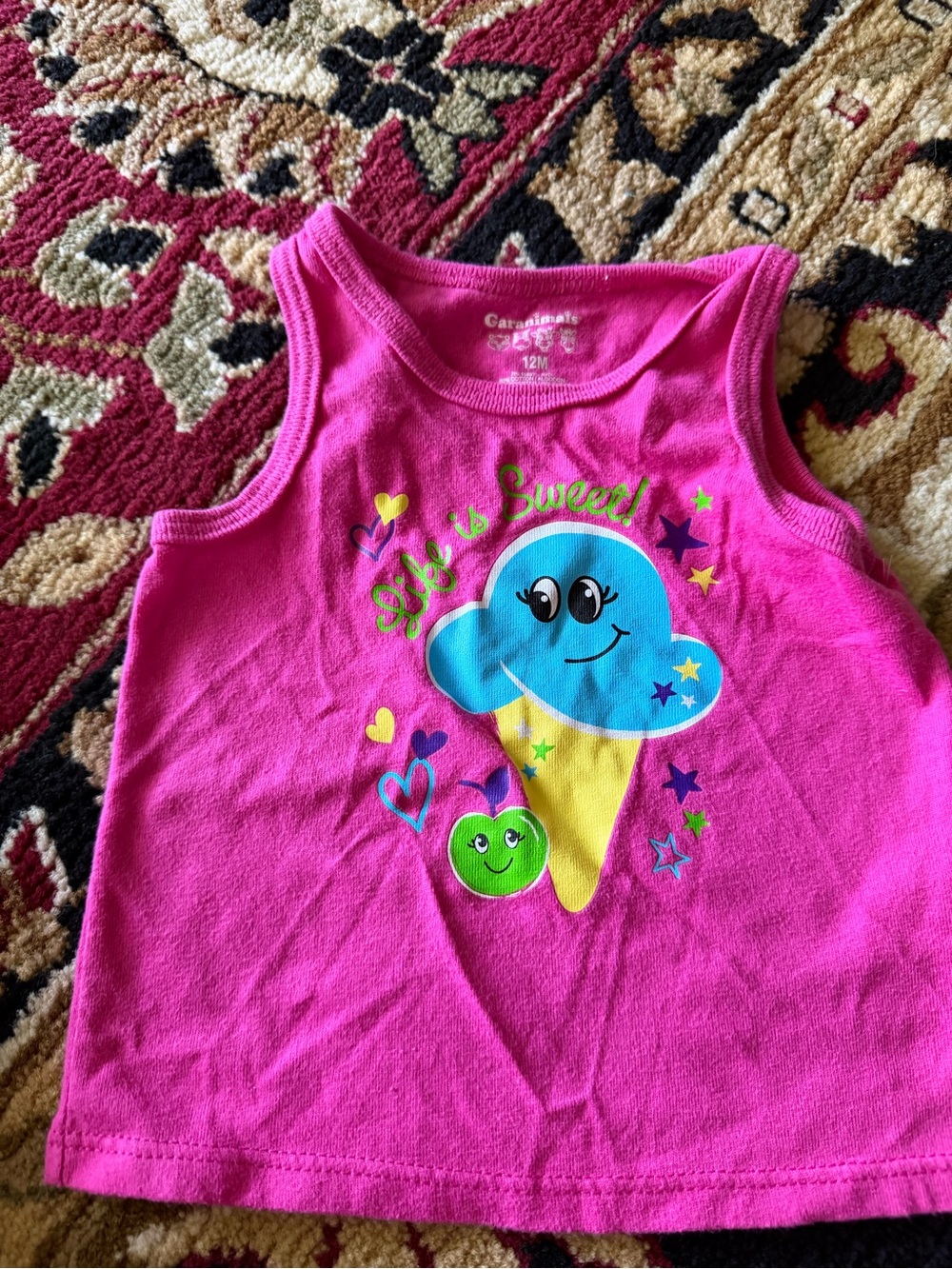 10/20 Carter's Pink Girls' Ice Cream Graphic Tank Top - 12M